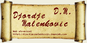 Đorđe Malenković vizit kartica